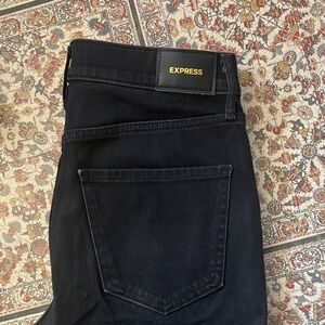Express Midnight Black Denim Skinny Mid Rise 6L